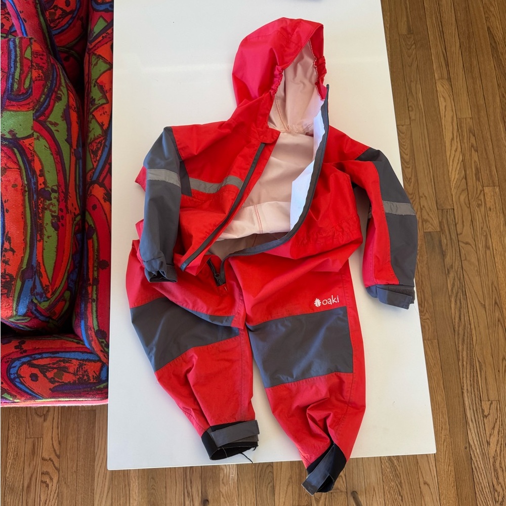 OAKI Kids Red and Gray Rain Suit